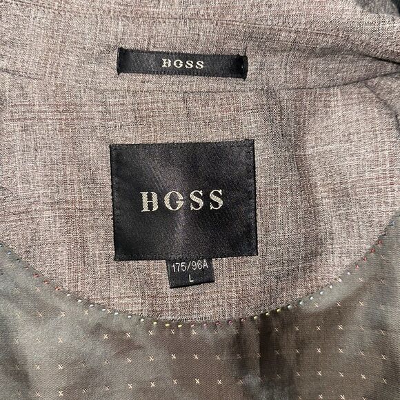 HGSS L Men’s Houndstooth Plaid Brown Full Zip Dress Wool Blend Jacket - Picture 11 of 12